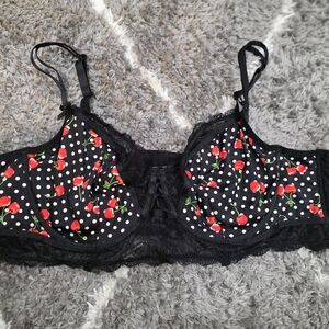 Cherry Print Lace Bra